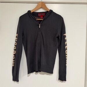 Charcoal Jacket with Beige Lettering